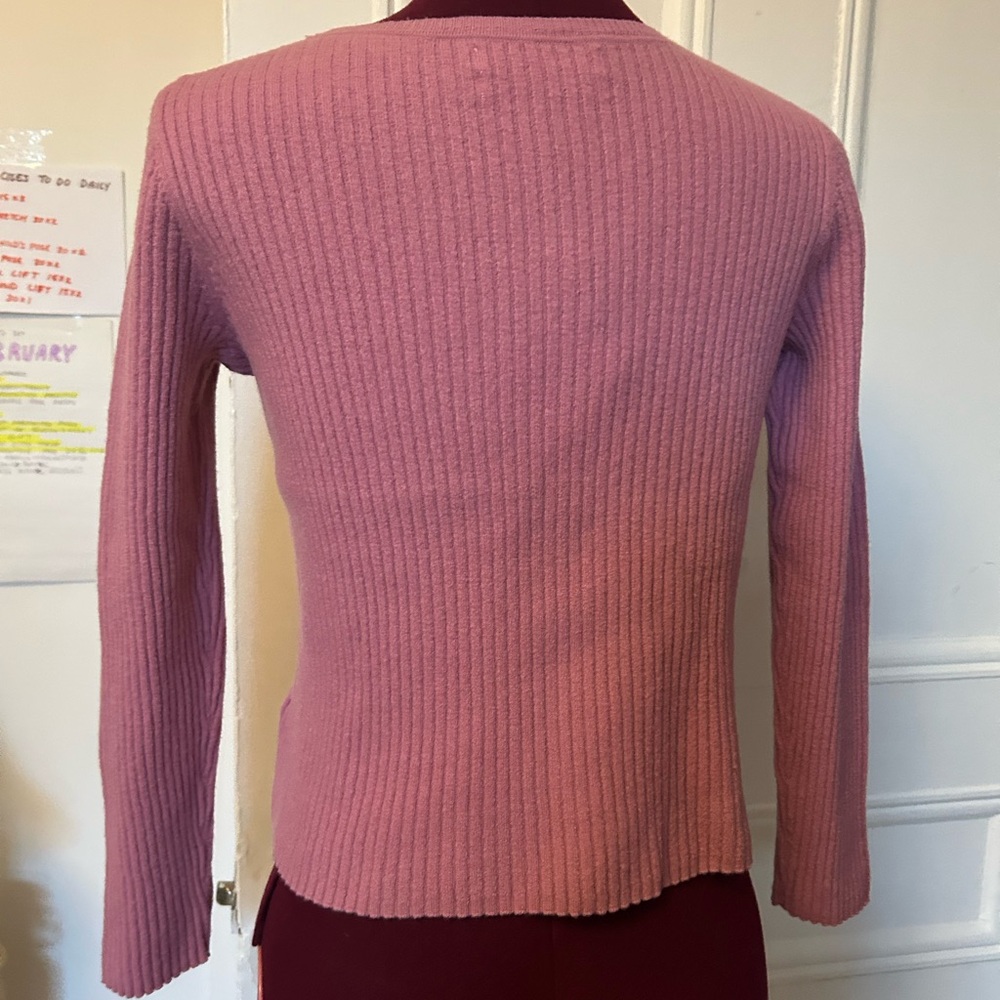 Vintage Pink Ribbed Wool Knit Sweater - Picture 3 of 5